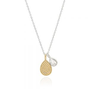 HAMMERED REVERSABLE DOUBLE DROP NECKLACE - MULTI